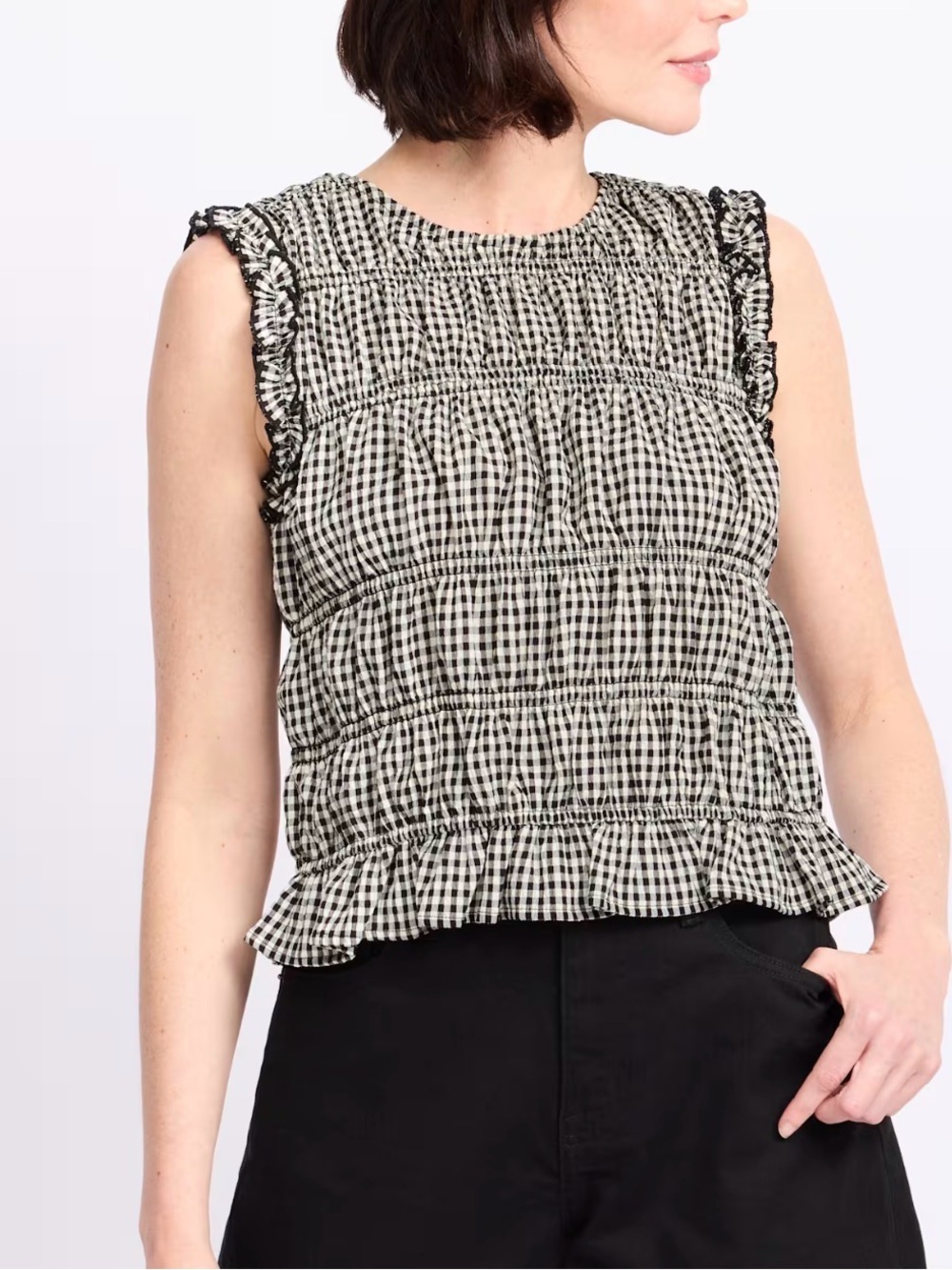 Vince Camuto Ruffle Detail Tank Top Black Medium NWT STITCH FIX